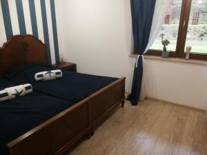 茨兹伊特纳Apartamenty w Gorach Stolowych的一间卧室配有一张带两个枕头的床