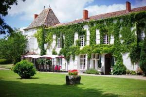 里贝拉克Chateau de Fayolle的长着常春藤的大白色房子