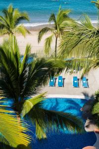 巴亚尔塔港艾佩斯卡多酒店的享有海滩的空中景致,配有椅子和棕榈树