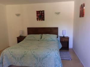 卡布尔瓜Cabañas Pichares的一间卧室配有床和2个床头柜