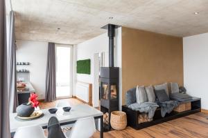 巴特明斯特艾弗尔N8Quartier Eifel的带沙发和壁炉的客厅