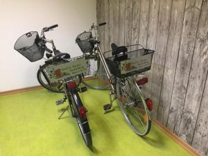 海德堡斯海德堡斯特菲旅舍的两辆自行车停在一个房间,彼此相邻