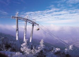平昌龙平度假酒店的山中滑雪缆车