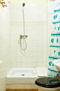 伊西莱穆利诺卢克索酒店的带淋浴、卫生间和盥洗盆的浴室