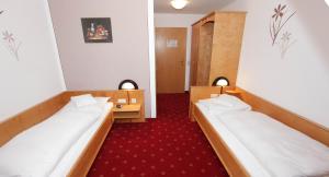 涅德托辛根克罗恩酒店的红地毯间内的两张床