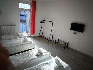 博尔扎诺Iceman Room's Central的客房设有两张床和一台平面电视。