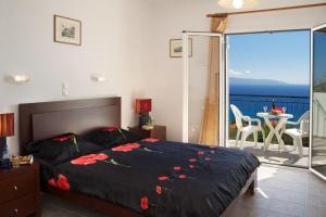 弗拉哈塔夏梦酒店的一间卧室配有一张床,享有海景