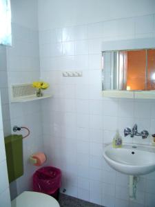 克尔克Sobe Bozica的白色的浴室设有水槽和卫生间。