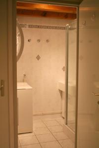 圣若里奥Apartplage的带淋浴和盥洗盆的浴室