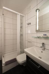 科隆布瑞登伯格酒店的一间带水槽、卫生间和淋浴的浴室