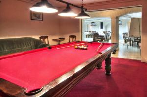 克鲁迪恩Hotel Habenda的客厅里一张红色的台球桌