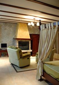 巴埃萨La Azacaya的客厅配有椅子和壁炉