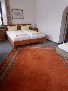加尔米施-帕滕基兴瑞安萨森祖玛酒店的一间卧室配有一张床和地毯