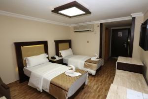 亚喀巴阿尔齐露娜酒店的酒店客房带两张床,还有天鹅
