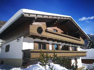 海利根布卢特AppHaus Sonne的雪中带 ⁇ 顶的房子