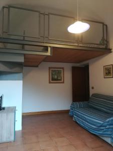 卡斯蒂利翁切洛Monolocale in villa的客房设有一张床和光线充足的天花板