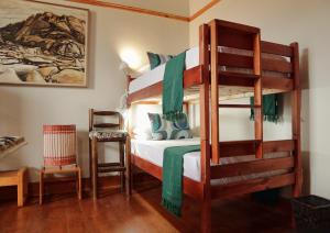 杰弗里湾Mr Pell's House Self-Catering Accommodation的一间卧室配有带梯子的双层床