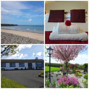 Grange爱德华山旅舍的卧室和海滩的四张不同照片