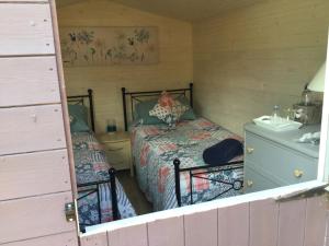 阿伯加文尼Cherryberry Lodges的一间卧室配有两张床和水槽