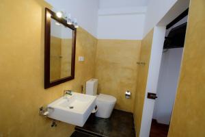 高尔Bastille的一间带水槽、卫生间和镜子的浴室