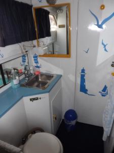 安科纳Conero Boat&breakfast的一间带水槽和镜子的小浴室