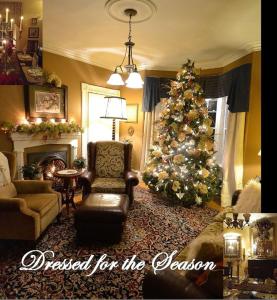 Elmsdale石南木住宿加早餐旅馆的客厅配有圣诞树和椅子