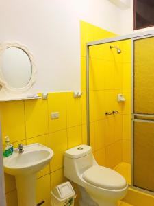 塔拉波托埃尔米拉多别墅的一间带卫生间、水槽和镜子的浴室