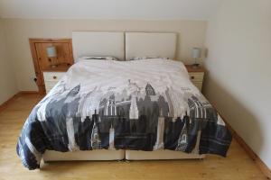 巴利纳莫尔14 Drumcoura Lake Resort的一间卧室配有一张床和被子