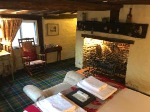 布罗肯赫斯特茅草屋酒店 的客厅设有壁炉和沙发。