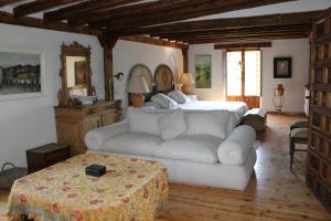 Pelayos del ArroyoExclusiva Casa Rustica的客厅配有床和沙发