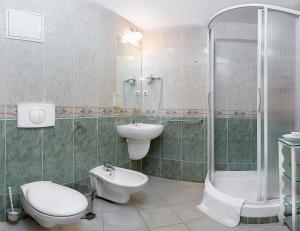 玛丽亚温泉罗马撒酒店的一间带水槽、卫生间和淋浴的浴室