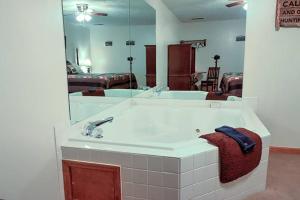 鸽子谷Bear Camp By The Night的一间带水槽和大镜子的浴室