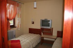 帕廷斯Villa Patio的一间带床和电视的小卧室