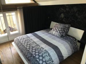 安锡Le Cocon De Notre Dame的一间卧室配有一张带毯子和枕头的床。