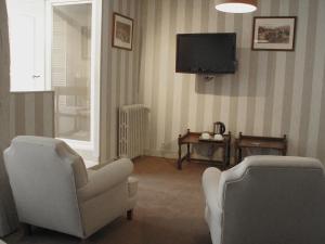 利翁拉福雷独角兽和Spa酒店的客厅配有两把椅子和电视