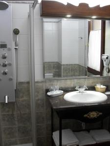 列尔加内斯及时行乐旅馆的一间带水槽和淋浴的浴室