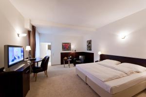 鲁尔河畔米尔海姆弗里克酒店的一间卧室配有一张床和一台平面电视