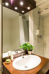 旺夫巴黎旺夫爱达格公寓式酒店 - 波特德瓦赛利斯的一间带水槽和大镜子的浴室