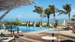 杰里科科拉The Chili Beach Private Resort的棕榈树和海洋度假村的游泳池