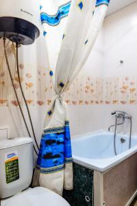 沃尔库塔Apartment TwoPillows on Lomonosova 9的一间带卫生间和浴缸的浴室