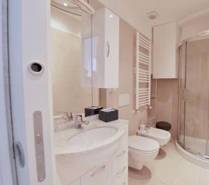 米兰纳维格利里帕蒂希内斯P&D公寓的白色的浴室设有水槽和卫生间。