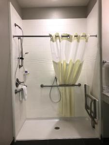 拉伯克科技医学中心贝斯特韦斯特PLUS酒店 的浴室内带窗帘的淋浴