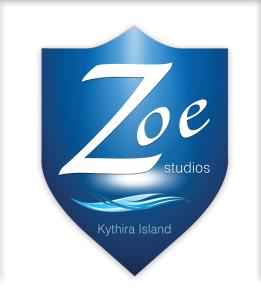 凯瑟拉Ζoe Studios的蓝色盾牌,带左室标志