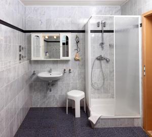 Strotzbüsch西本巴赫塔尔乡村旅馆的带淋浴和盥洗盆的浴室