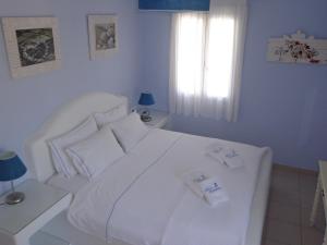 布拉卡蓝色协和公寓的白色的卧室设有白色的床和窗户。