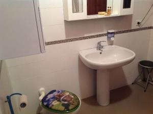 拉奎拉Bed & Breakfast da Charlie的一间带水槽和卫生间的小浴室