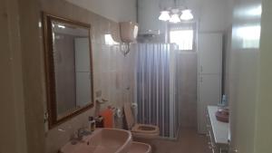 普罗斯西托角Punta Prosciutto apartments to rent的一间带水槽、卫生间和镜子的浴室