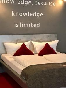 伍珀塔尔两人之家公寓的一张床上有两个红色枕头,词性知识有限