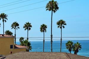 奥欣赛德Multi Resorts at Aquamarine Villas的棕榈树房屋享有海景