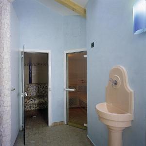 阿科奥利沃酒店的一间带卫生间和步入式淋浴间的浴室